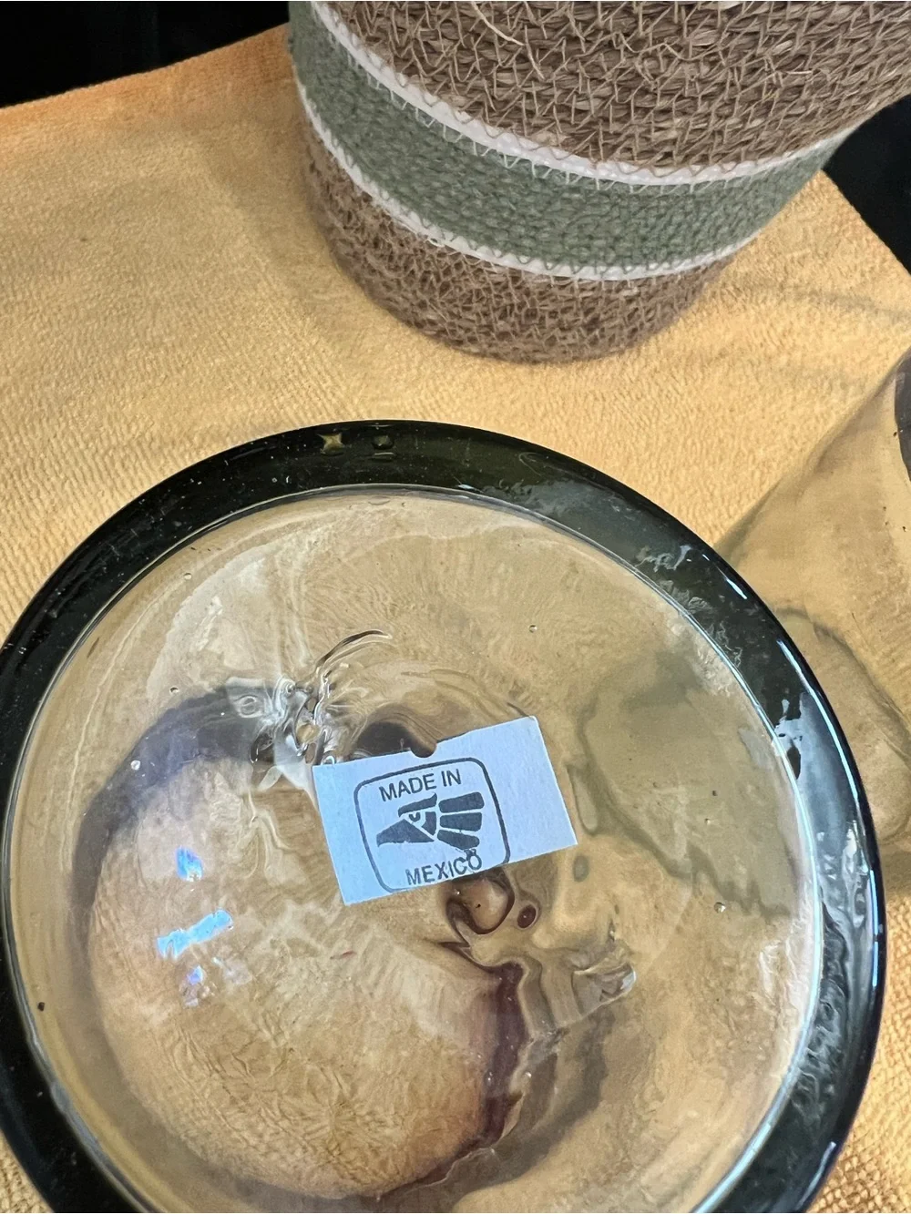 Handblown Glass Tumblers with Colored Rim - 2 Pack